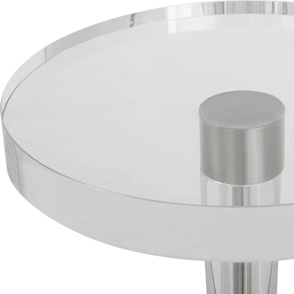 Pria Drink Table by Uttermost in crystal, brushed nickel. Made from crystal, iron in a modern style.