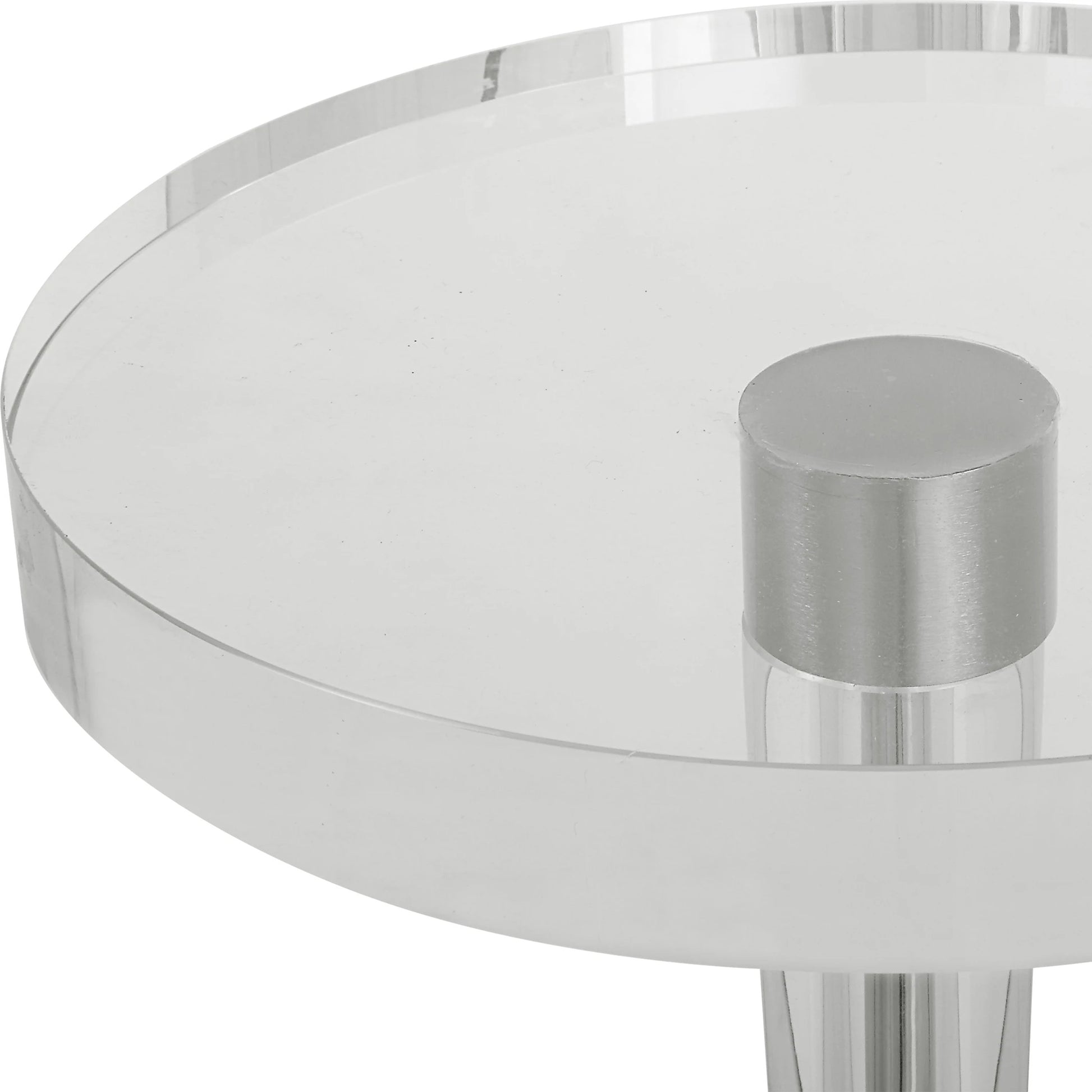 Pria Drink Table by Uttermost in crystal, brushed nickel. Made from crystal, iron in a modern style.