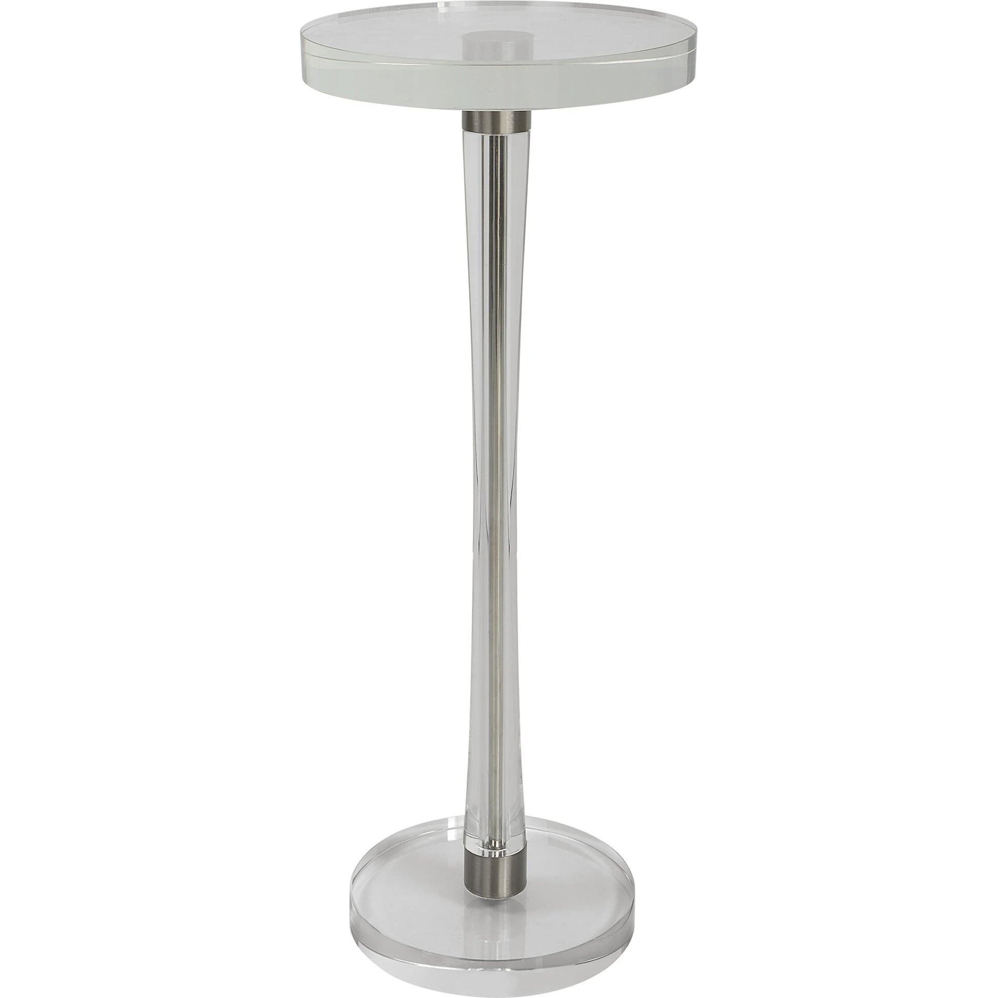 Pria Drink Table by Uttermost in crystal, brushed nickel. Made from crystal, iron in a modern style.