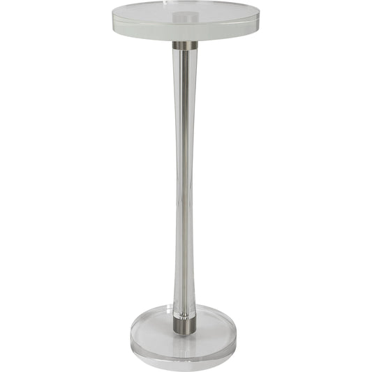 Pria Drink Table by Uttermost in crystal, brushed nickel. Made from crystal, iron in a modern style.
