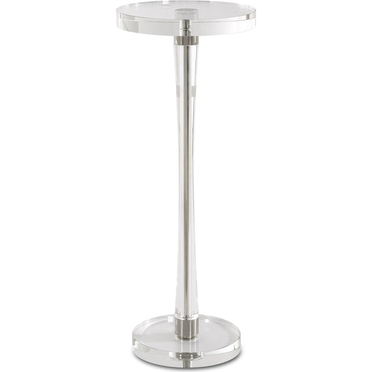 Pria Drink Table by Uttermost in crystal, brushed nickel. Made from crystal, iron in a modern style.