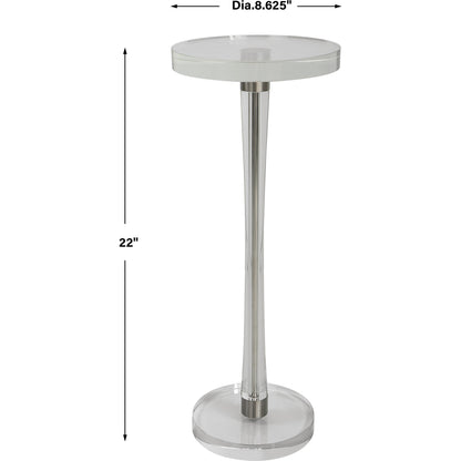 Pria Drink Table by Uttermost in crystal, brushed nickel. Made from crystal, iron in a modern style.