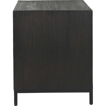 Aiken Cabinet by Uttermost in dark ebony. Made from fir, wood, steel in a transitional style.