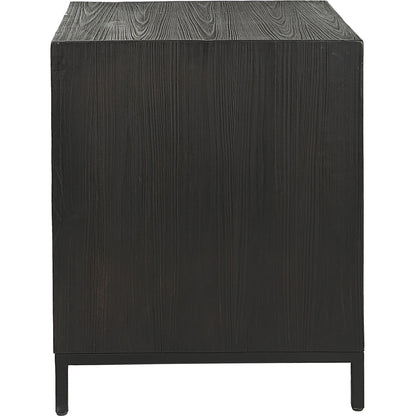 Aiken Cabinet by Uttermost in dark ebony. Made from fir, wood, steel in a transitional style.