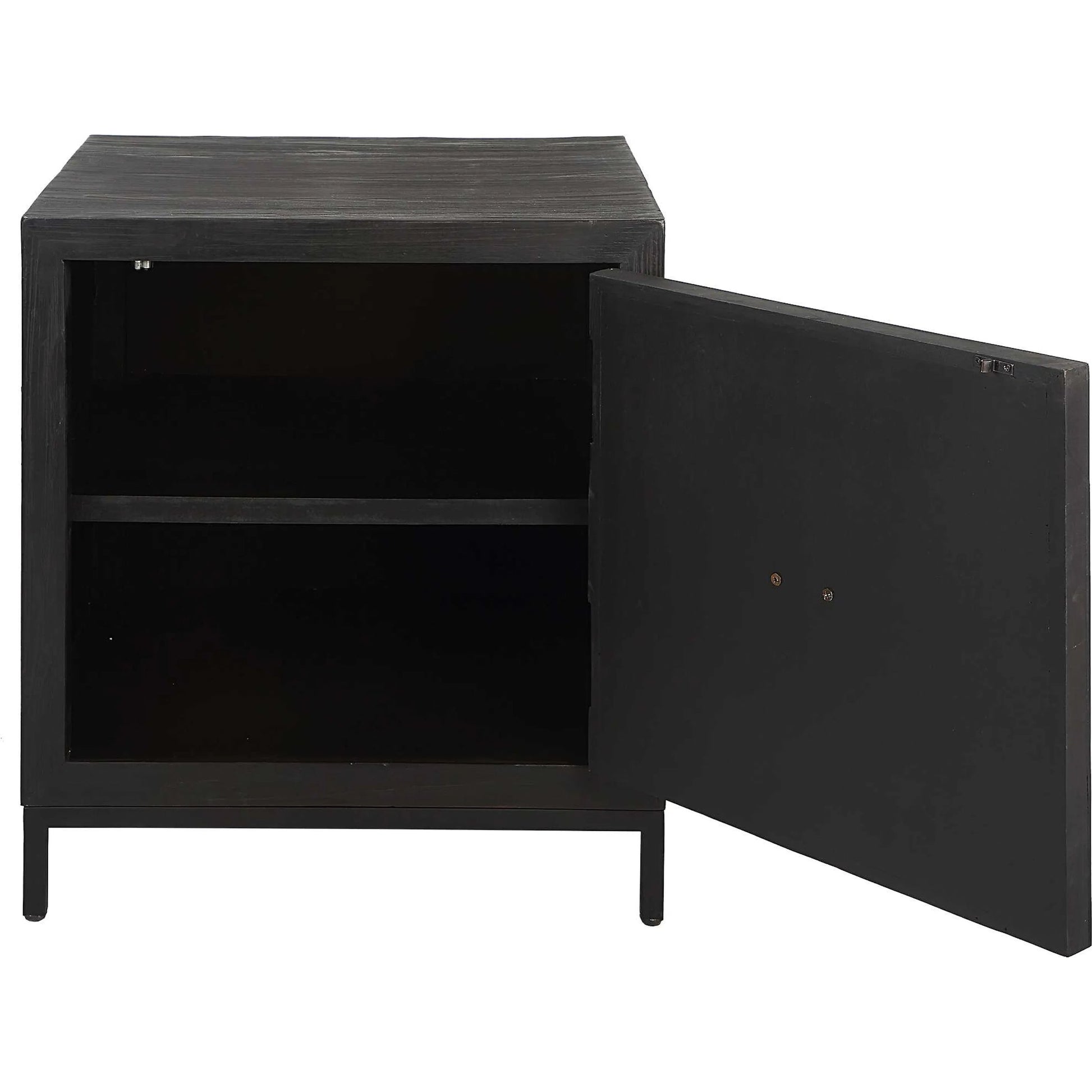 Aiken Cabinet by Uttermost in dark ebony. Made from fir, wood, steel in a transitional style.