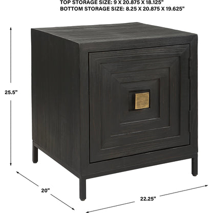 Aiken Cabinet by Uttermost in dark ebony. Made from fir, wood, steel in a transitional style.