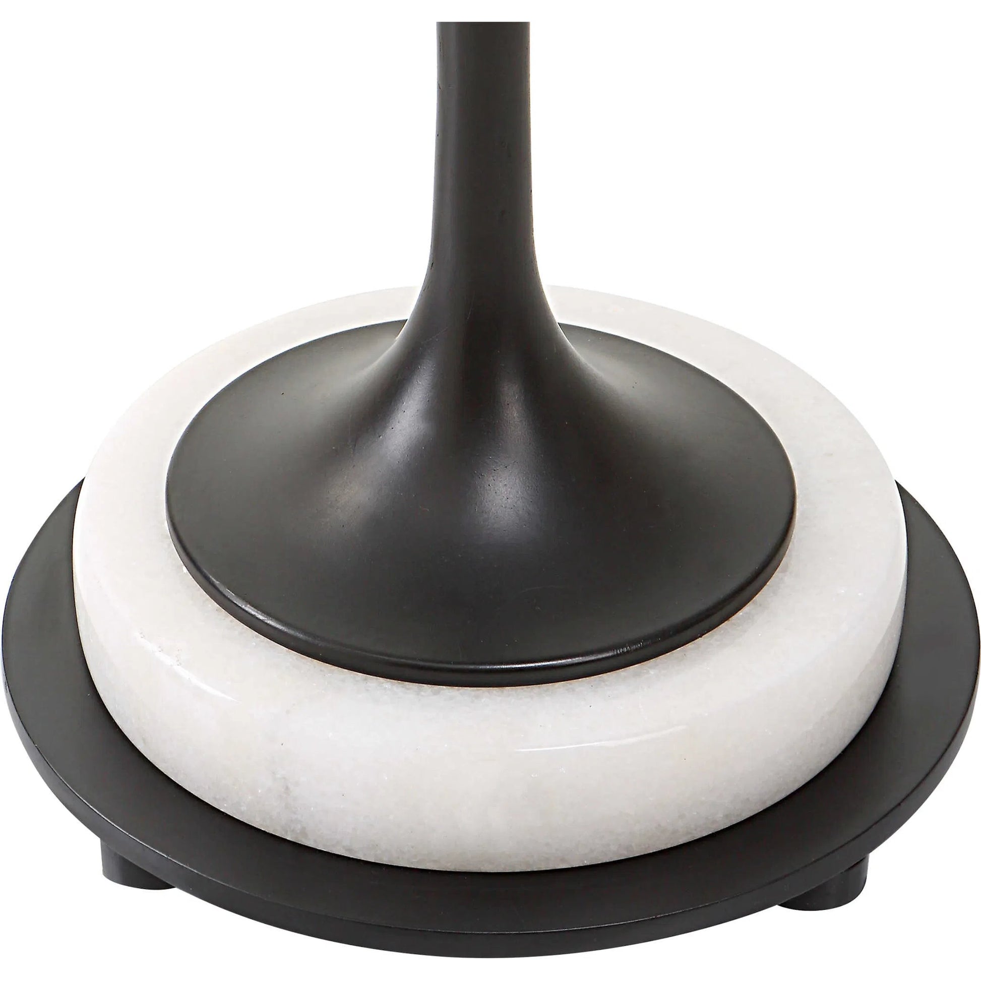 Sentry Accent Table by Uttermost in black, polished white. Made from iron, marble in a modern style.