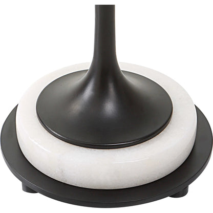 Sentry Accent Table by Uttermost in black, polished white. Made from iron, marble in a modern style.