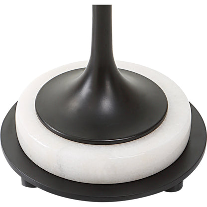Sentry Accent Table by Uttermost in black, polished white. Made from iron, marble in a modern style.