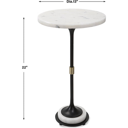 Sentry Accent Table by Uttermost in black, polished white. Made from iron, marble in a modern style.