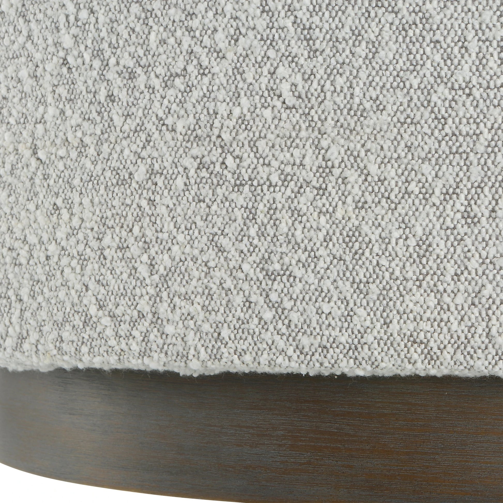 Avila Large Ottoman by Uttermost in ivory, gray and walnut. Made from plywood, foam, fabric in a modern style.