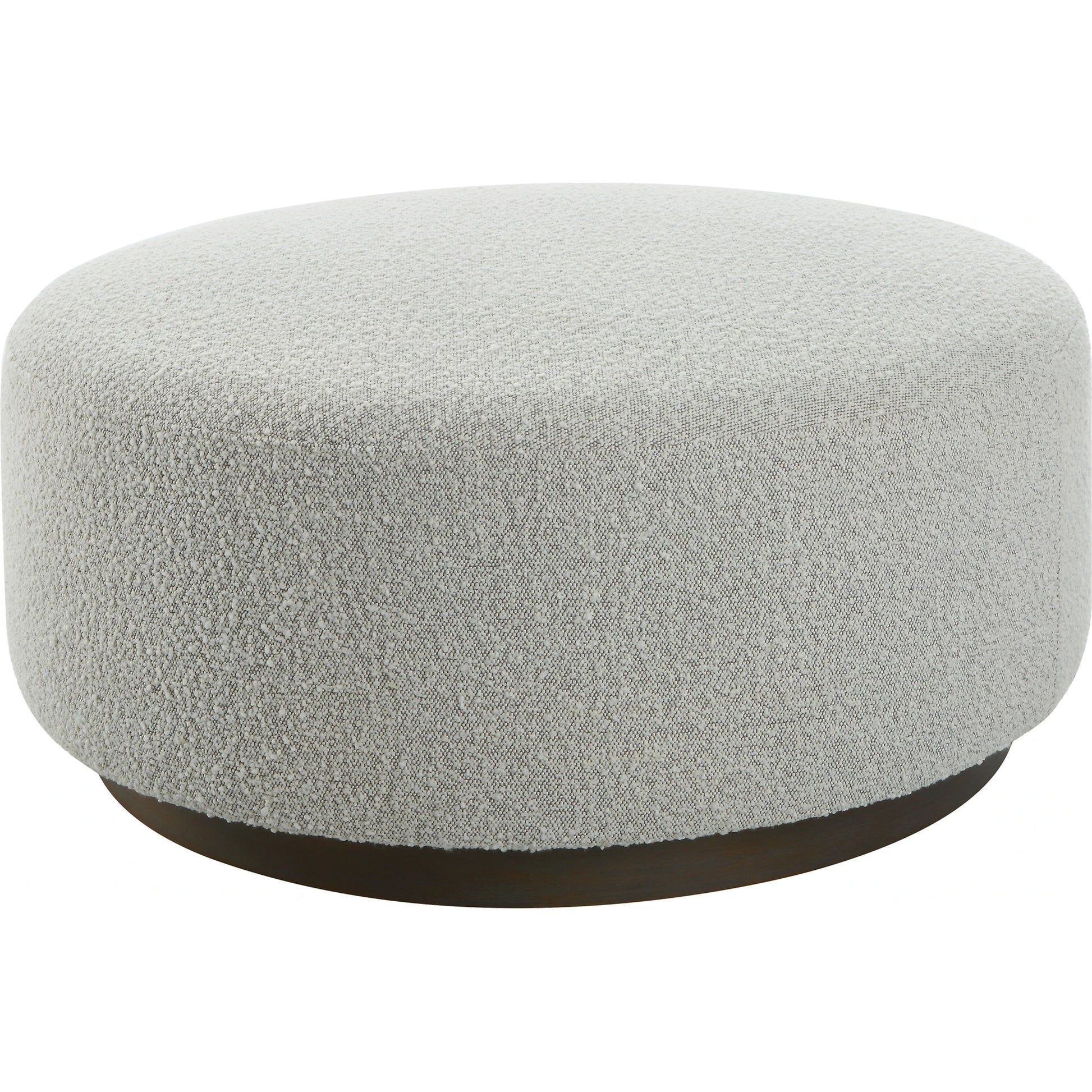 Avila Large Ottoman by Uttermost in ivory, gray and walnut. Made from plywood, foam, fabric in a modern style.