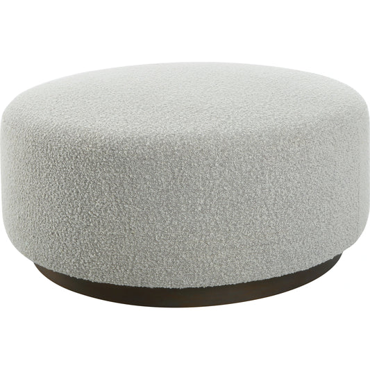 Avila Large Ottoman by Uttermost in ivory, gray and walnut. Made from plywood, foam, fabric in a modern style.