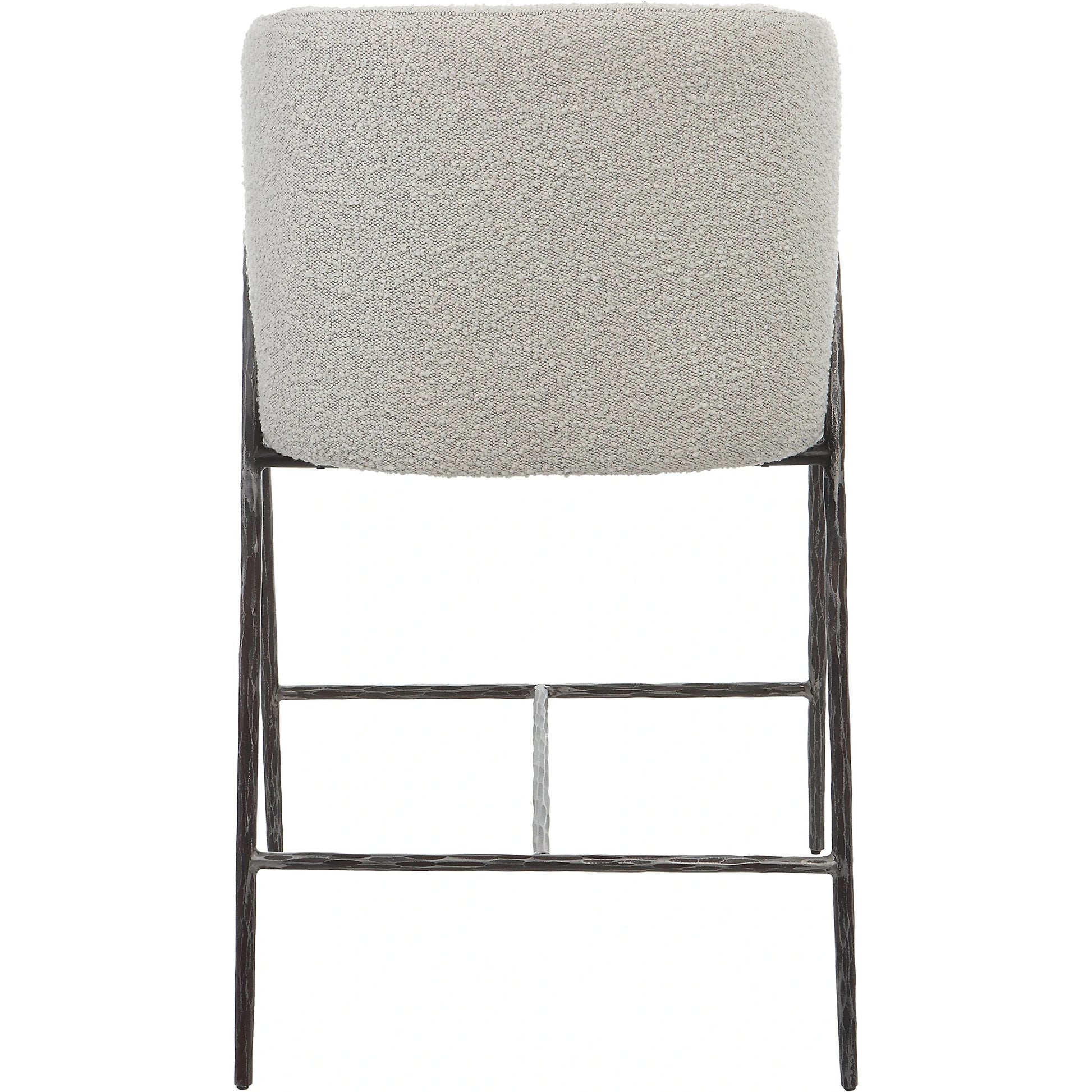 Jacobsen Counter Stool by Uttermost in ivory, warm gray and iron. Made from steel, foam, fabric, eucalyptus in a modern style.