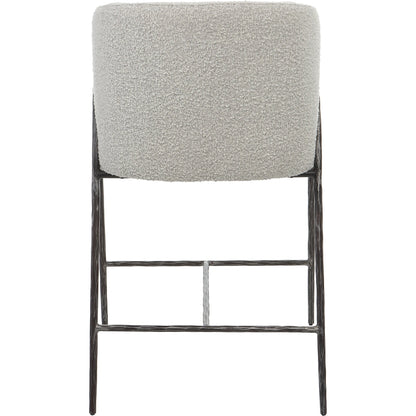 Jacobsen Counter Stool by Uttermost in ivory, warm gray and iron. Made from steel, foam, fabric, eucalyptus in a modern style.