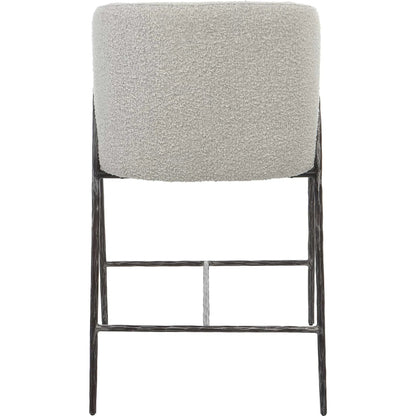 Jacobsen Counter Stool by Uttermost in ivory, warm gray and iron. Made from steel, foam, fabric, eucalyptus in a modern style.
