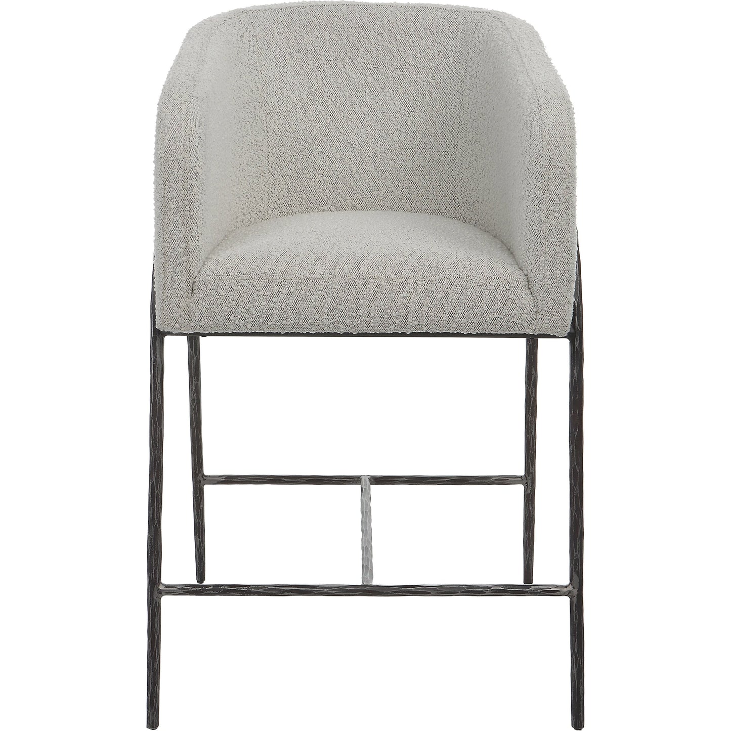 001 SI-1981313 | Primary Silo | Jacobsen Counter Stool by Uttermost in ivory, warm gray and iron. Made from steel, foam, fabric, eucalyptus in a modern style.
