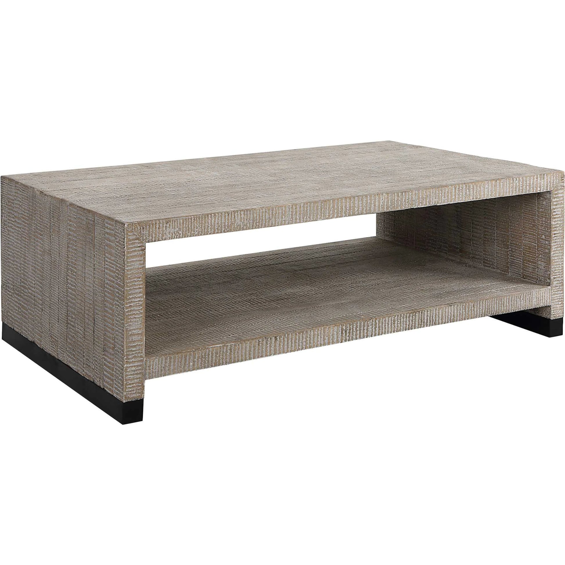 Bosk Coffee Table by Uttermost in whitewash natural. Made from pine, fir, mdf, steel in a modern style.