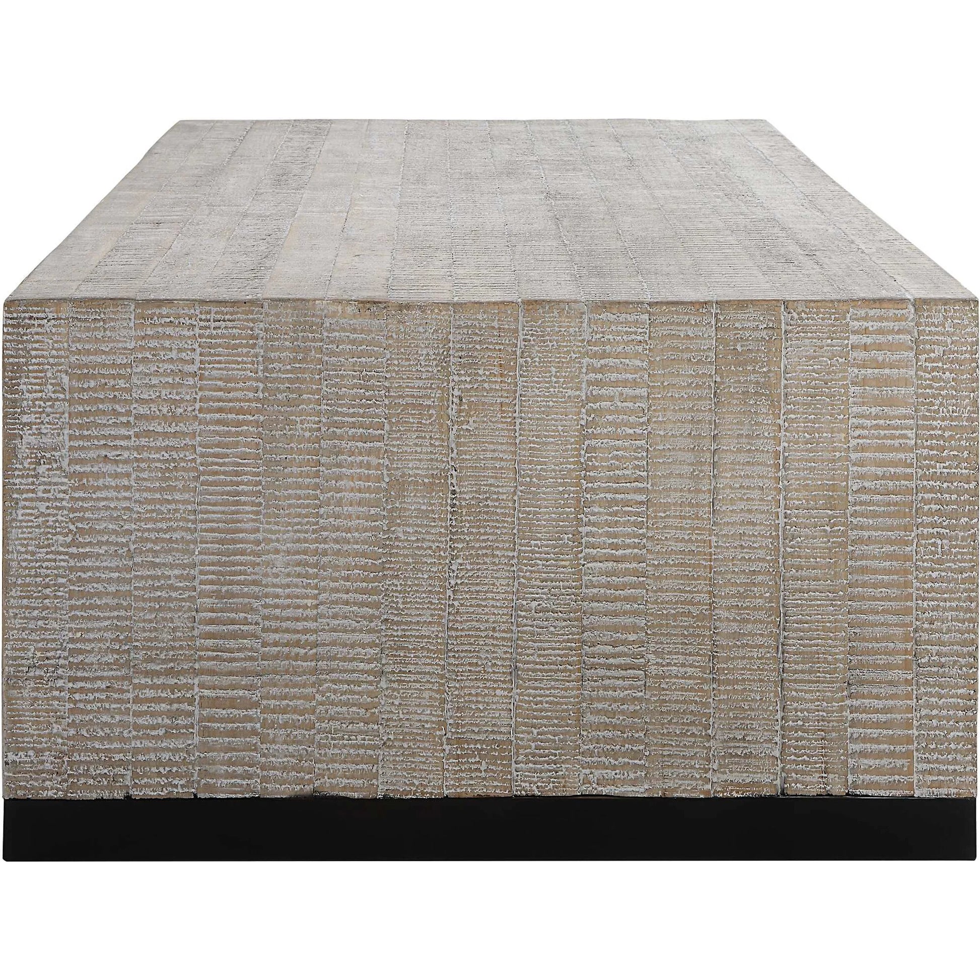 Bosk Coffee Table by Uttermost in whitewash natural. Made from pine, fir, mdf, steel in a modern style.