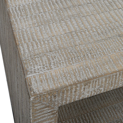 Bosk Coffee Table by Uttermost in whitewash natural. Made from pine, fir, mdf, steel in a modern style.