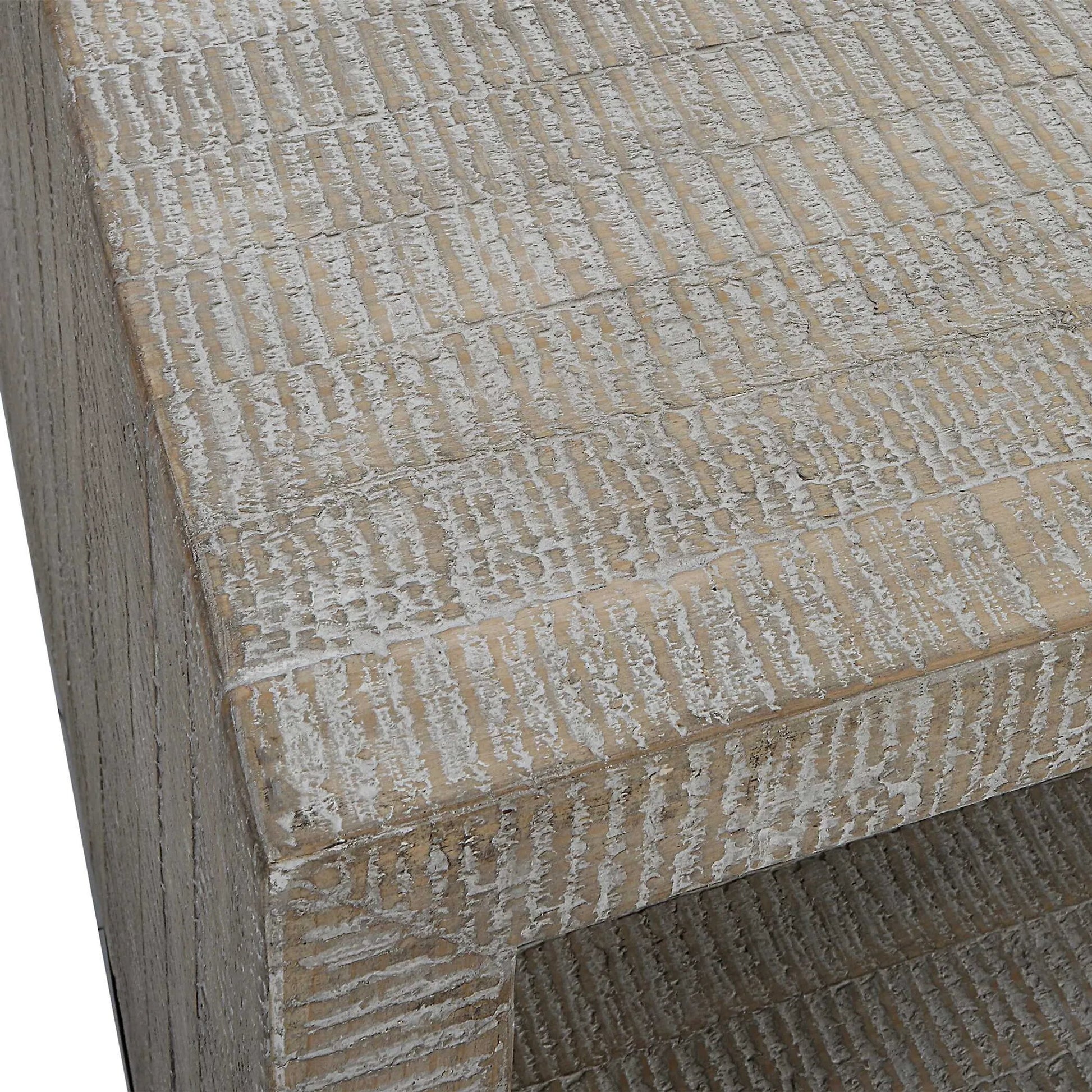 Bosk Coffee Table by Uttermost in whitewash natural. Made from pine, fir, mdf, steel in a modern style.