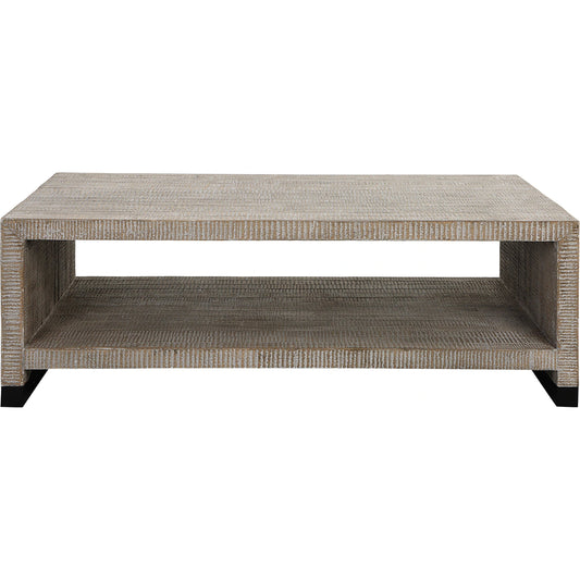 Bosk Coffee Table by Uttermost in whitewash natural. Made from pine, fir, mdf, steel in a modern style.