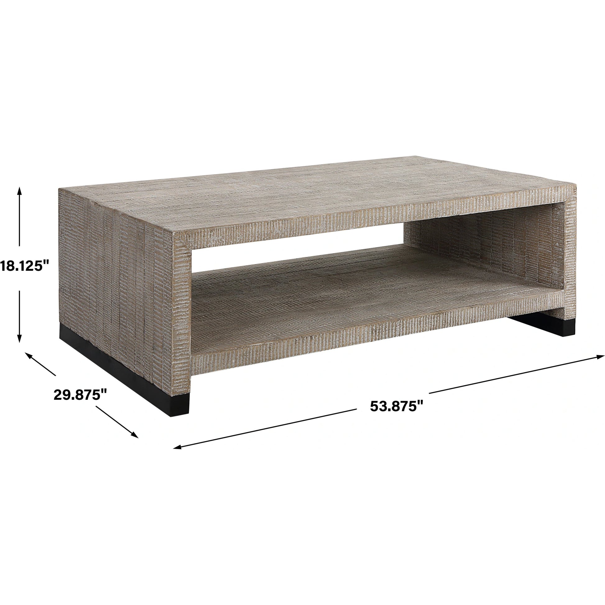 Bosk Coffee Table by Uttermost in whitewash natural. Made from pine, fir, mdf, steel in a modern style.