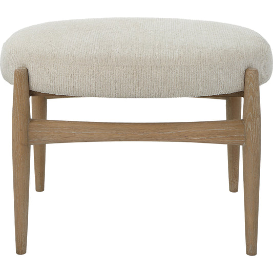 Acrobat Bench by Uttermost in off white and white. Made from oak solid wood, plywood, fabric, foam in a modern style.
