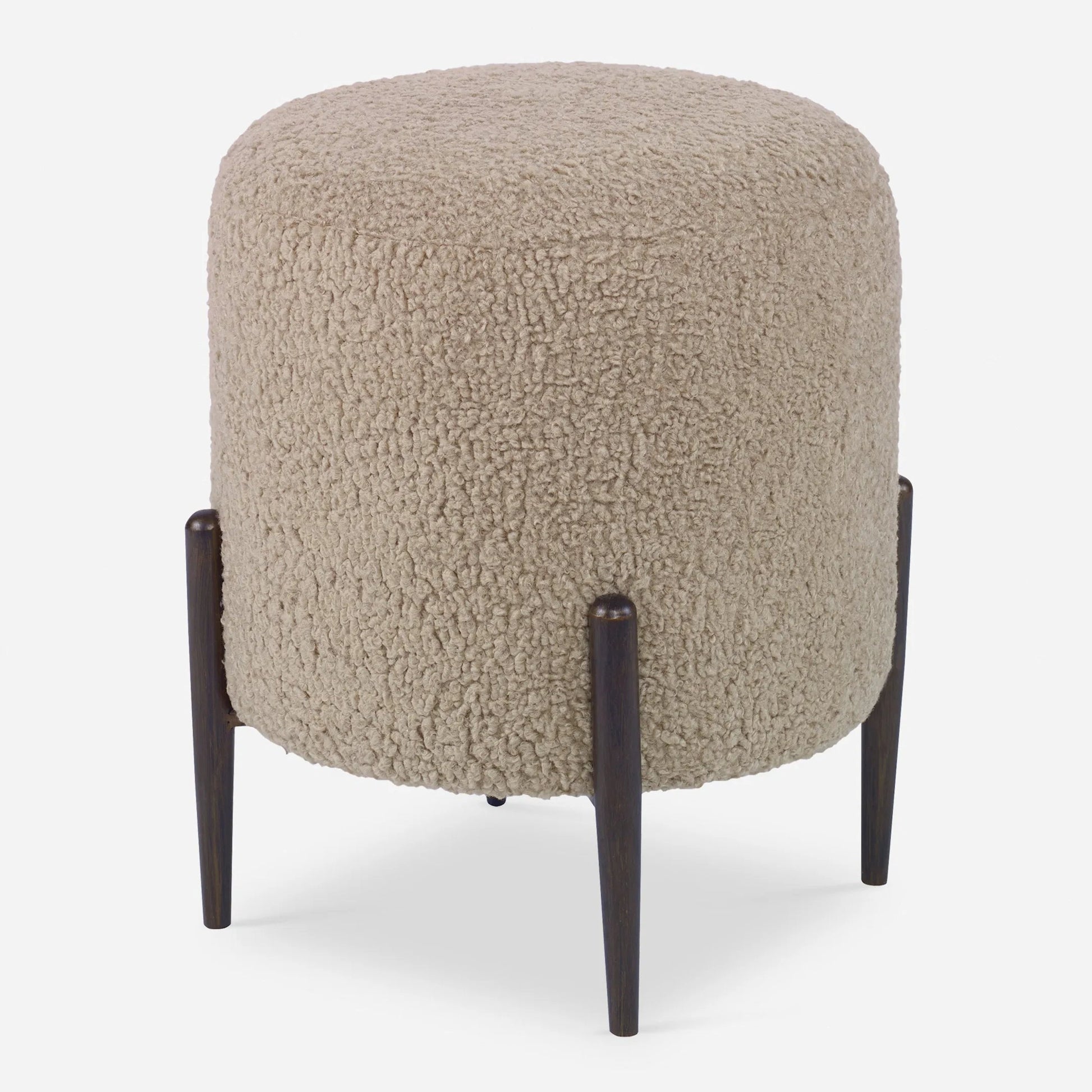 Arles Ottoman by Uttermost in white and satin black. Made from hardwood, plywood, fabric, foam in a transitional style.