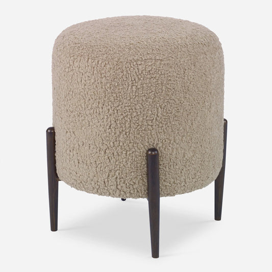 Arles Ottoman by Uttermost in satin black. Made from unique in a transitional style.