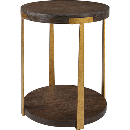 Palisade Side Table by Uttermost in coffee, antique gold. Made from mdf, metal, veneer in a modern style.