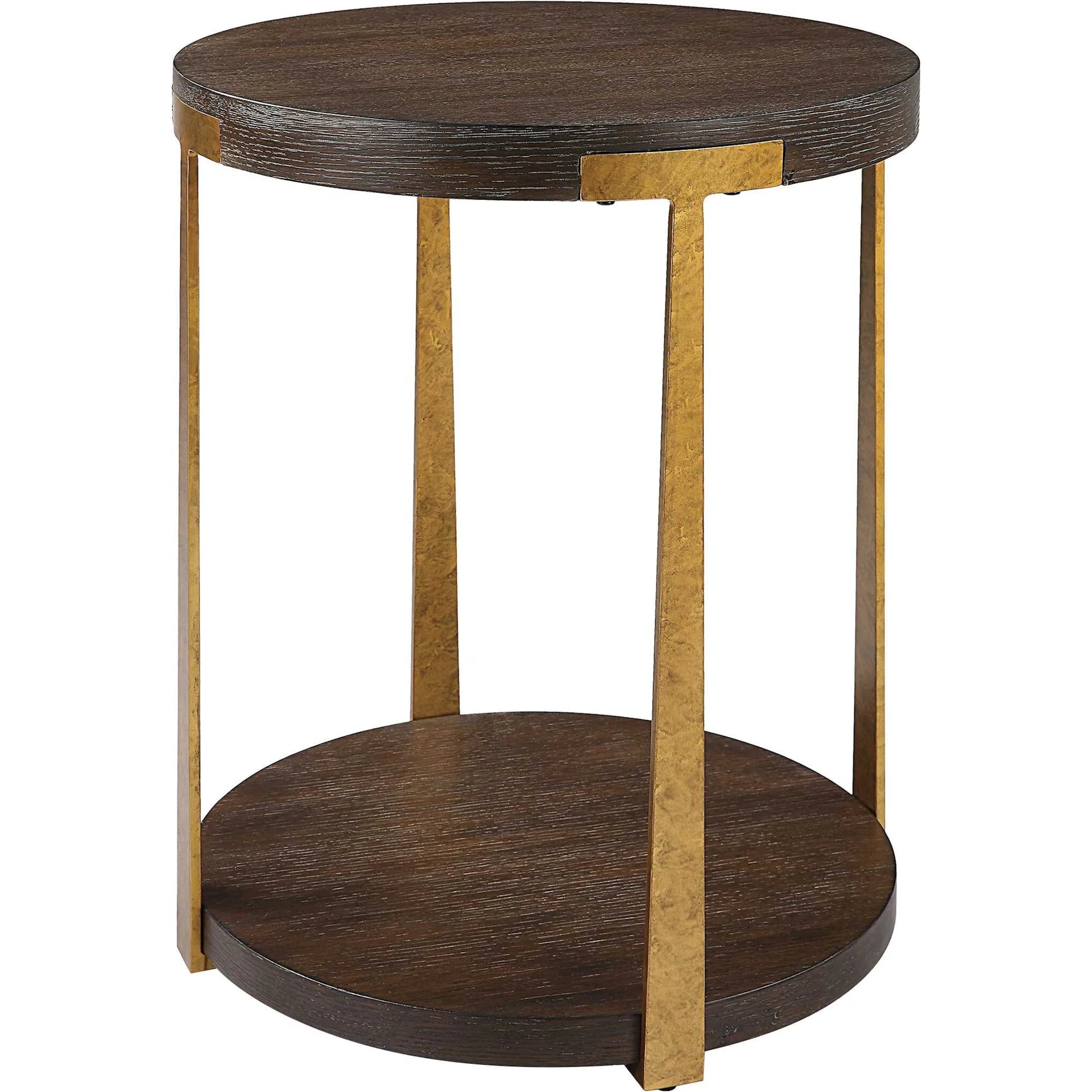 Palisade Side Table by Uttermost in coffee, antique gold. Made from mdf, metal, veneer in a modern style.