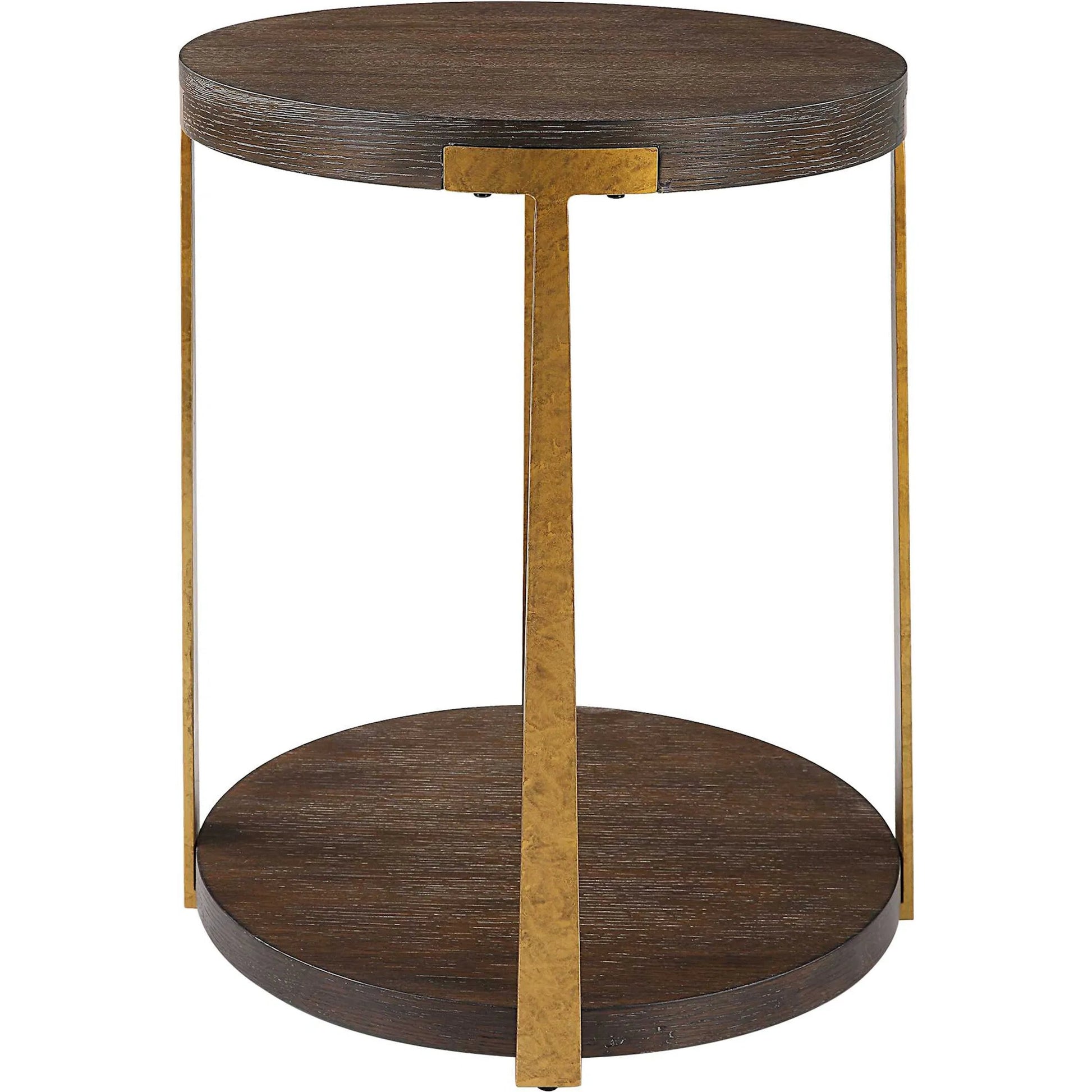 Palisade Side Table by Uttermost in coffee, antique gold. Made from mdf, metal, veneer in a modern style.