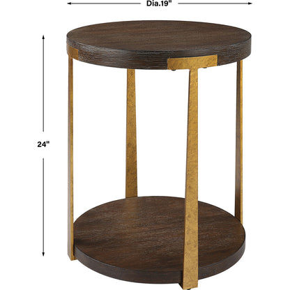Palisade Side Table by Uttermost in coffee, antique gold. Made from mdf, metal, veneer in a modern style.