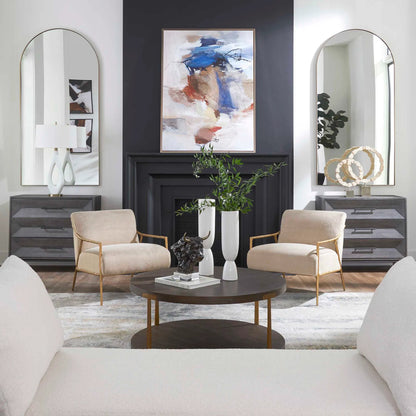 Palisade Coffee Table by Uttermost in coffee, antique gold. Made from mdf, oak veneer, metal in a modern style.