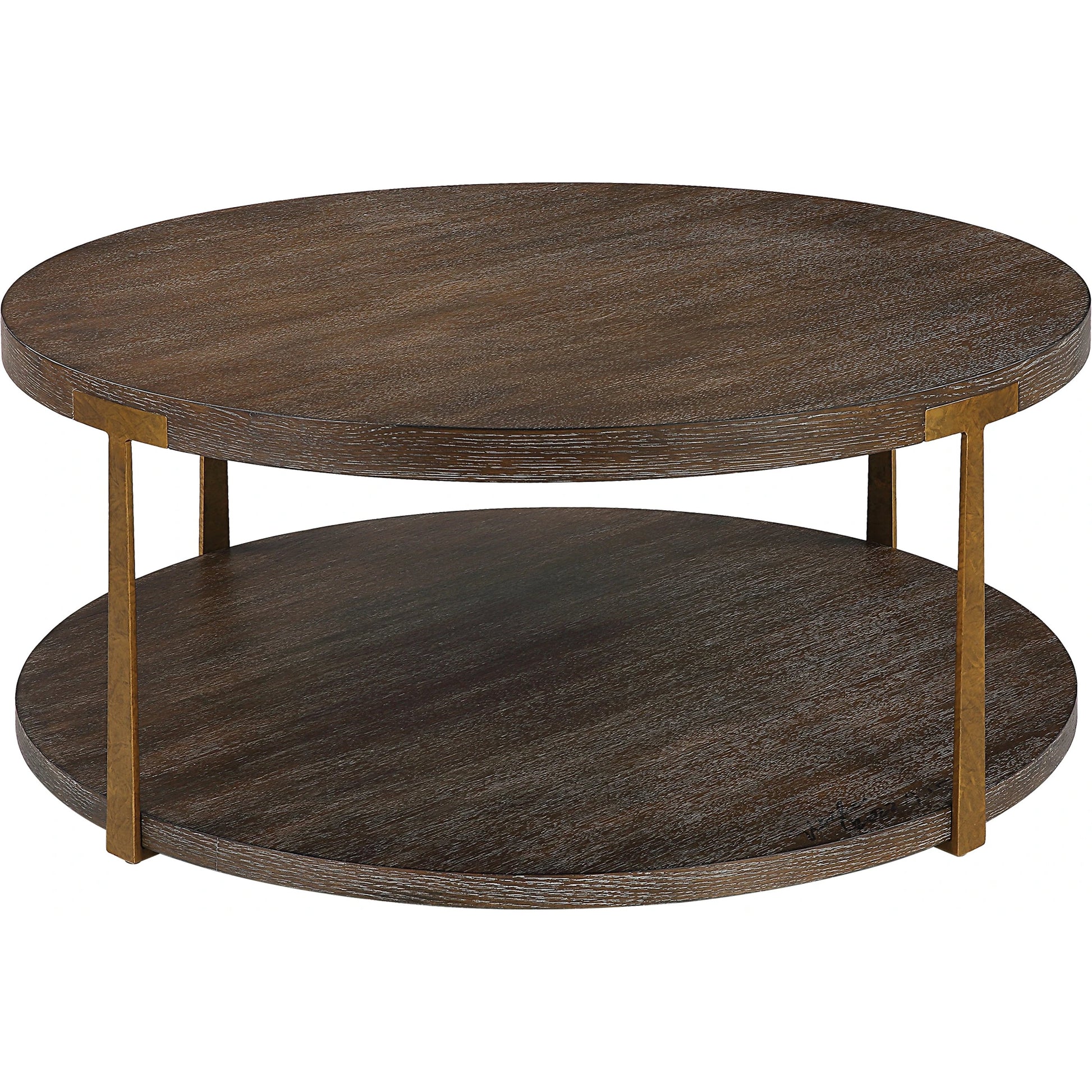 Palisade Coffee Table by Uttermost in coffee, antique gold. Made from mdf, oak veneer, metal in a modern style.