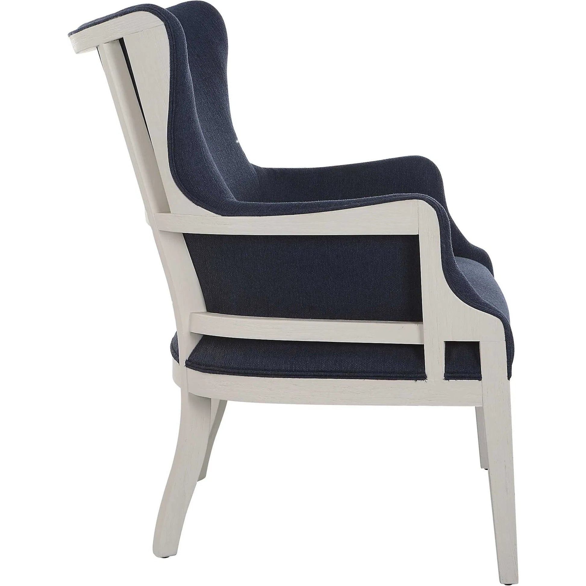 Gordonston Accent Chair by Uttermost in blue and blue. Made from rubber wood, plywood, plyfoam, fabric in a modern style.