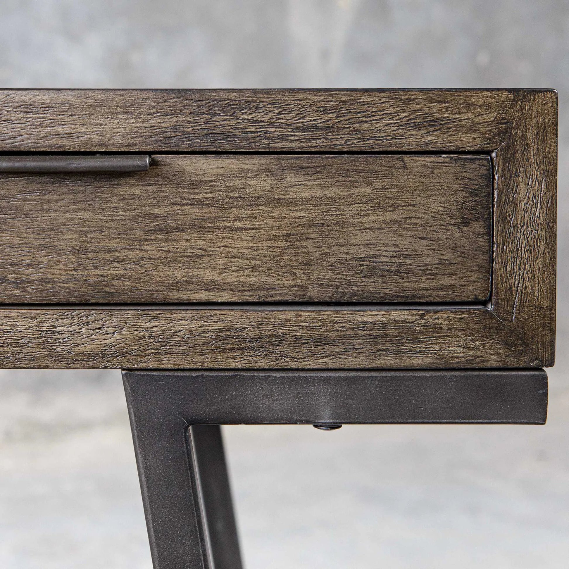 Comrade Desk by Uttermost in natural mango, light gray. Made from java mix wood, veneer, metal, plywood in a transitional style.