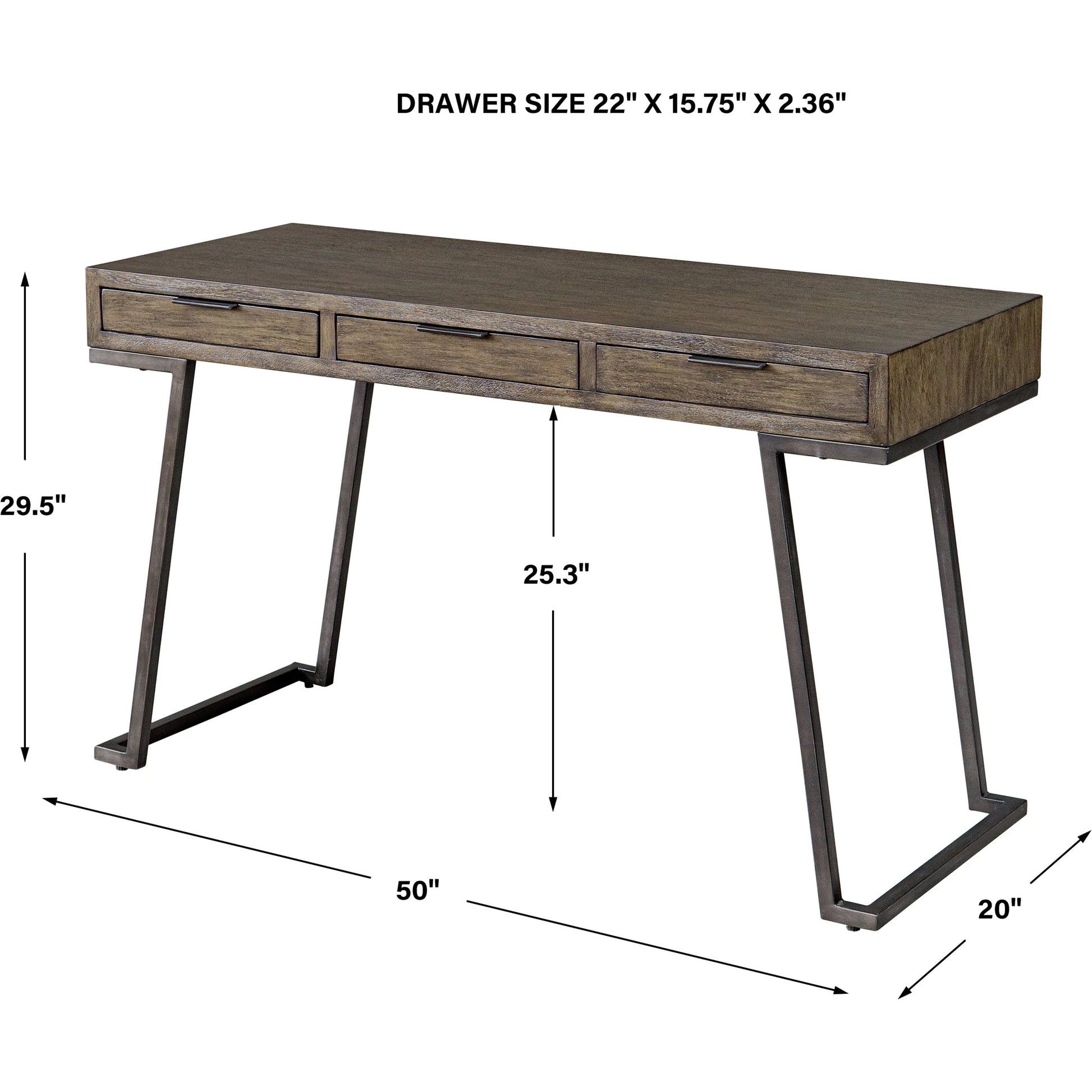 Comrade Desk by Uttermost in natural mango, light gray. Made from java mix wood, veneer, metal, plywood in a transitional style.