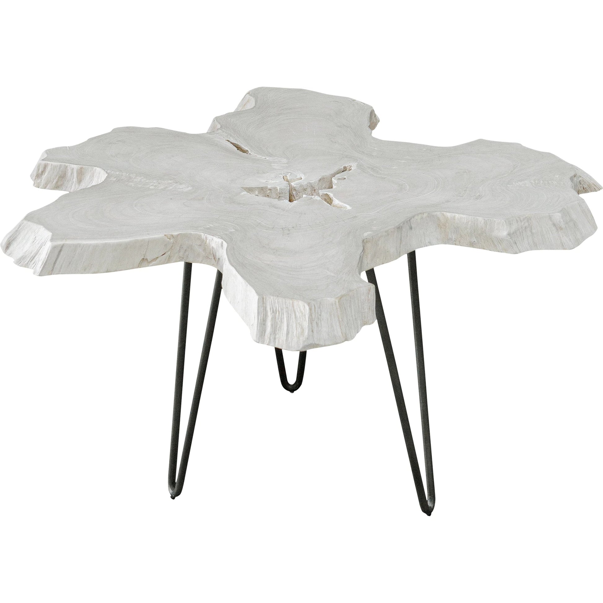 Trillium Coffee Table by Uttermost in bleached. Made from teak root with metal in a modern style.