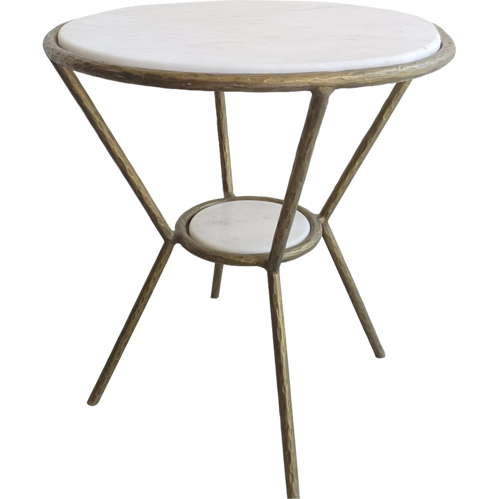 Refuge Side Table by Uttermost in antique gold. Made from marble, iron in a modern style.