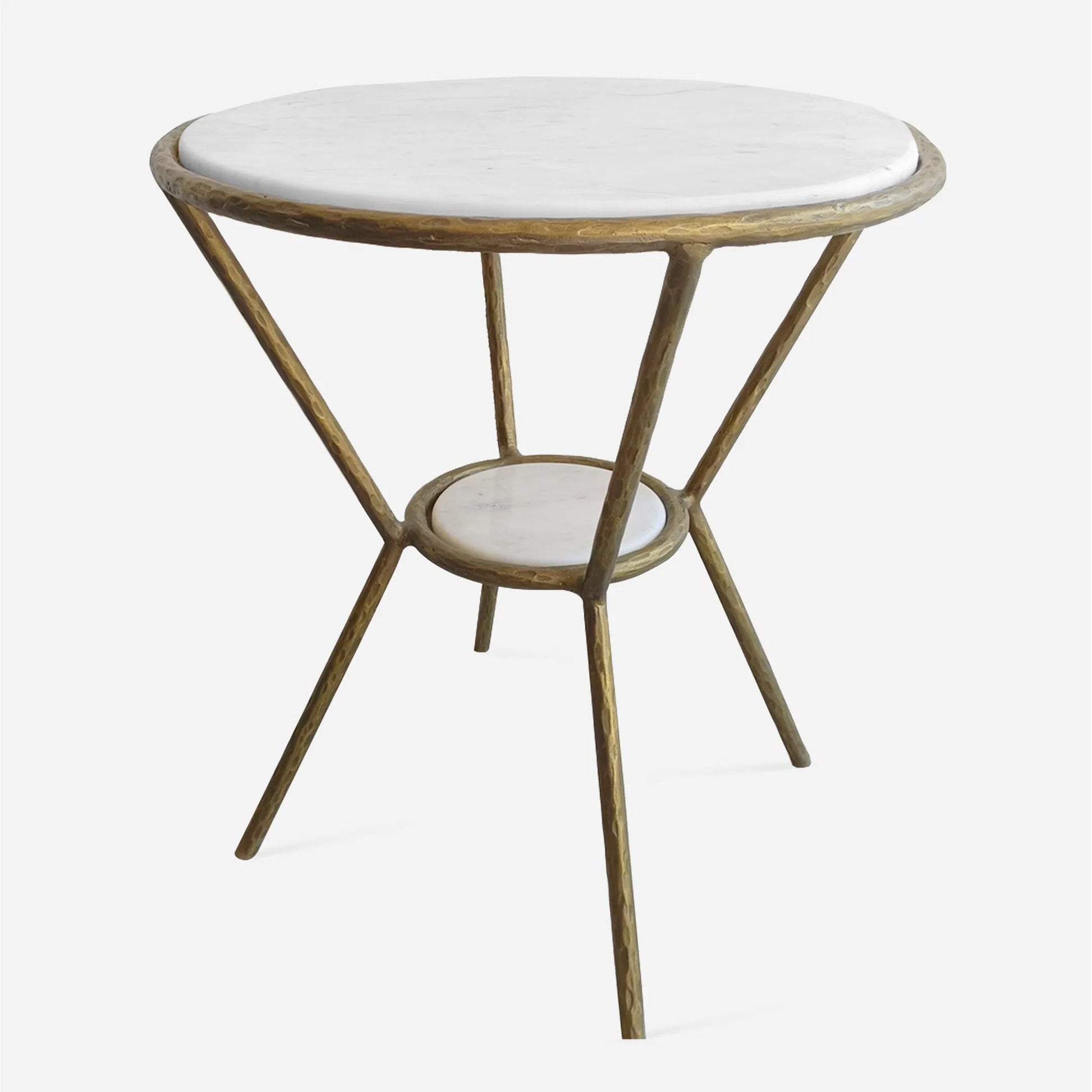 Refuge Side Table by Uttermost in antique gold. Made from marble, iron in a modern style.