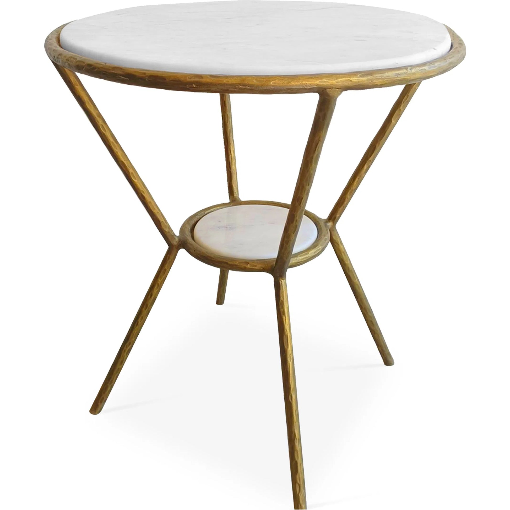 Refuge Side Table by Uttermost in antique gold. Made from marble, iron in a modern style.