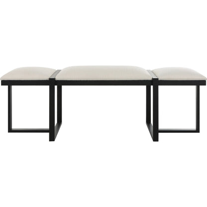 Triple Cloud Bench by Uttermost in white and black. Made from iron, mdf, polyester, foam in a modern style.