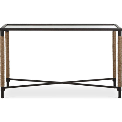 Braddock Console Table by Uttermost in natural, iron. Made from iron, mdf, mirror, rope in a modern style.