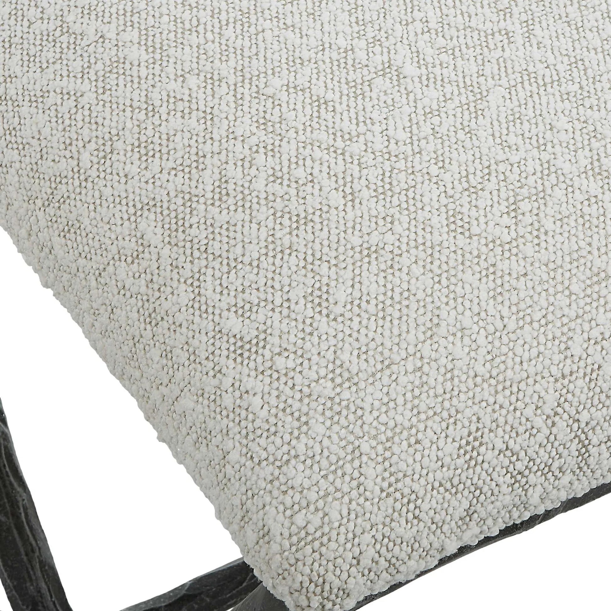 Brisby Fabric Bench by Uttermost in ivory, gray and charcoal. Made from cast iron, mdf, foam, fabric in a modern style.