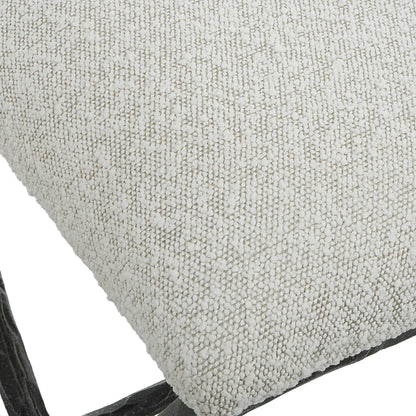 Brisby Fabric Bench by Uttermost in ivory, gray and charcoal. Made from cast iron, mdf, foam, fabric in a modern style.