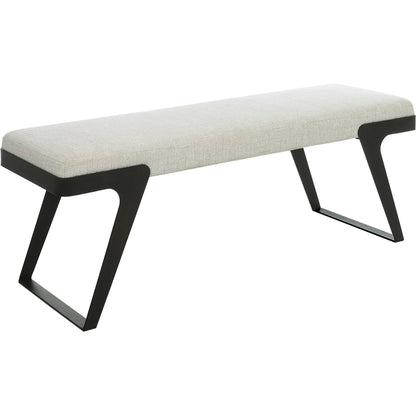 Hover Bench by Uttermost in white and black. Made from iron, mdf, foam, fabric in a modern style.