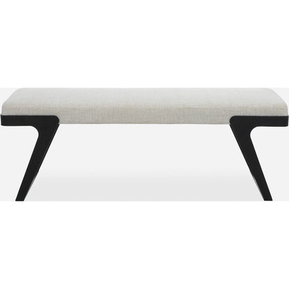 Hover Bench by Uttermost in white and black. Made from iron, mdf, foam, fabric in a modern style.