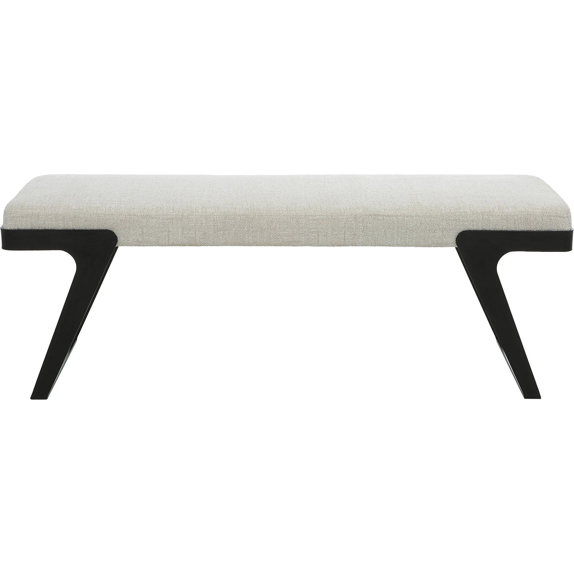 Hover Bench by Uttermost in white and black. Made from iron, mdf, foam, fabric in a modern style.